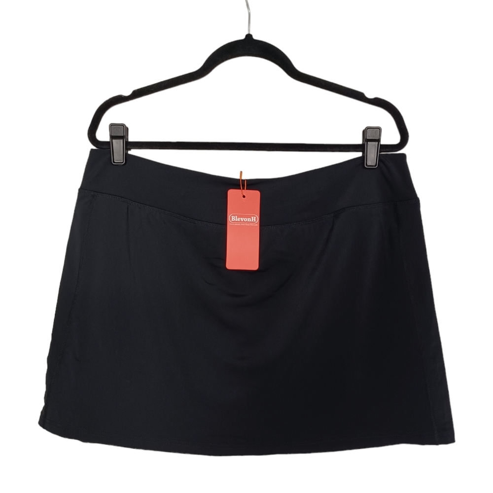 BLEVONH AMAZON Black Stretchy Athletic Skirt with Shorts 2XL NWT